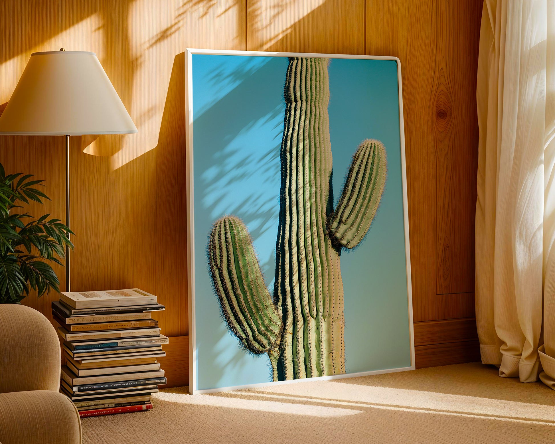 framed saguaro minimalist modern wall art by denise crew