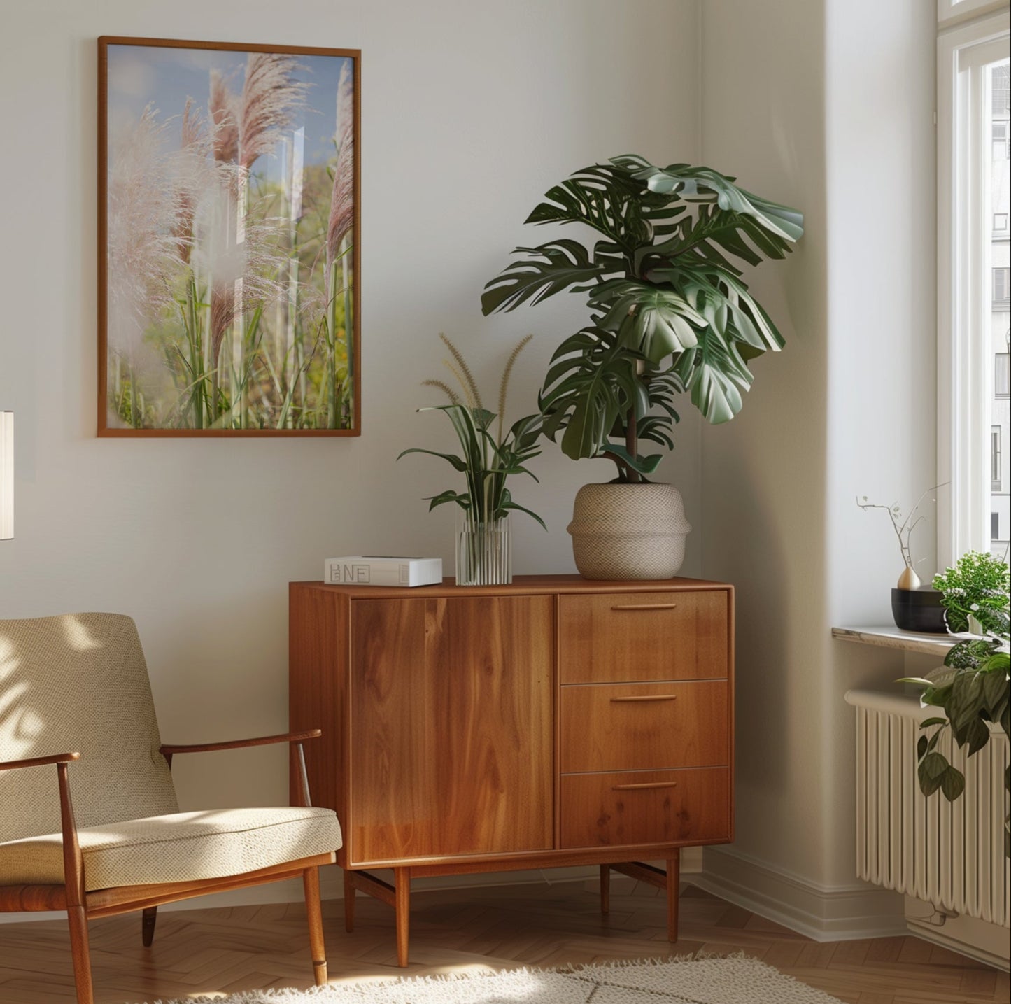 LA PAMPA framed photo of pampas grass in Big Sur, perfect for modern boho or serene bedroom decor.