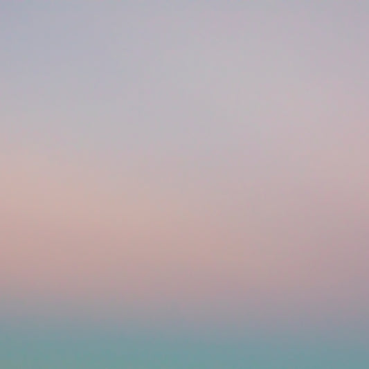 ALL SAiNTS SUNSET pastel gradient art print with soft coral, pink, lavender, blue, and aqua tones for calming decor.