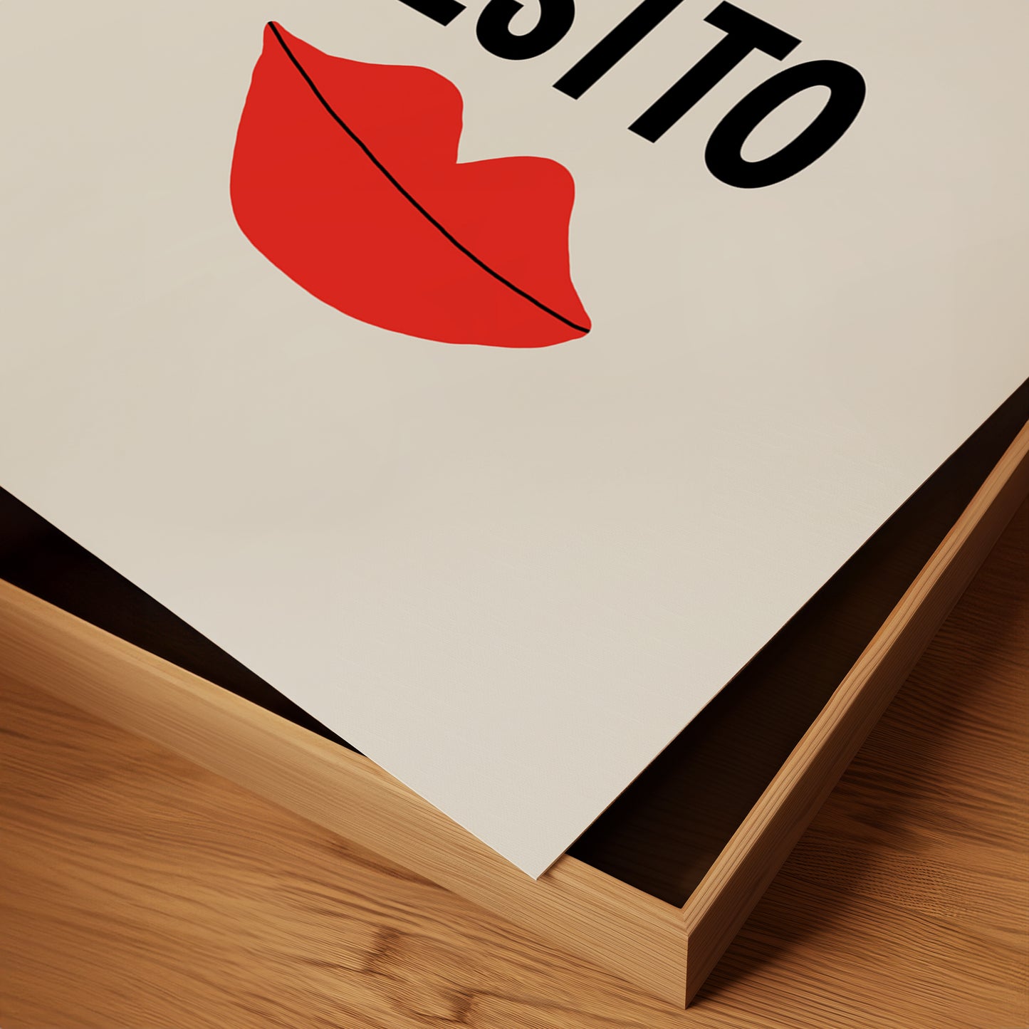 Besito french wall art typography poster with red lips hand-drawn minimal modern bold by denise crew