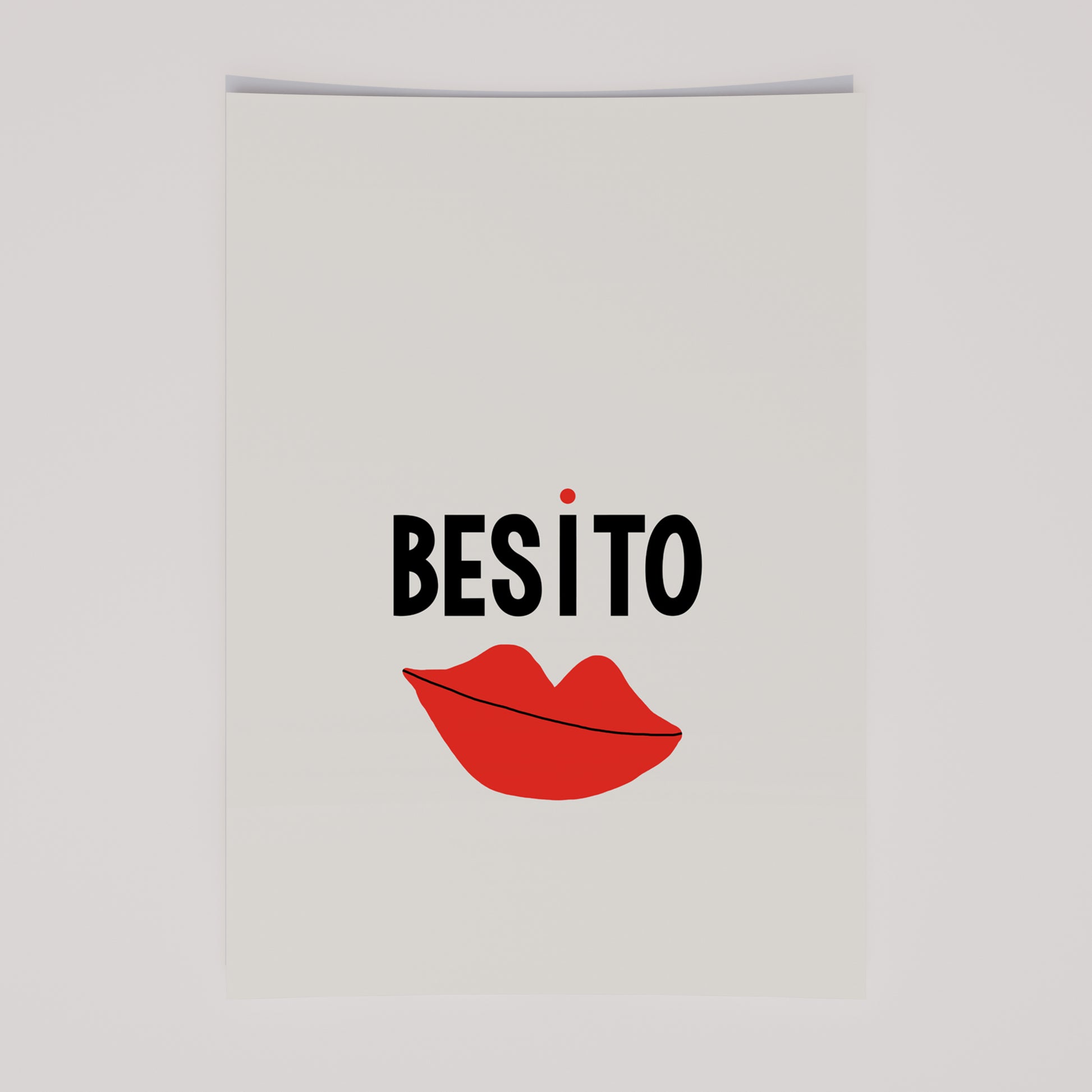 Besito french wall art typography poster with red lips hand-drawn minimal modern bold by denise crew