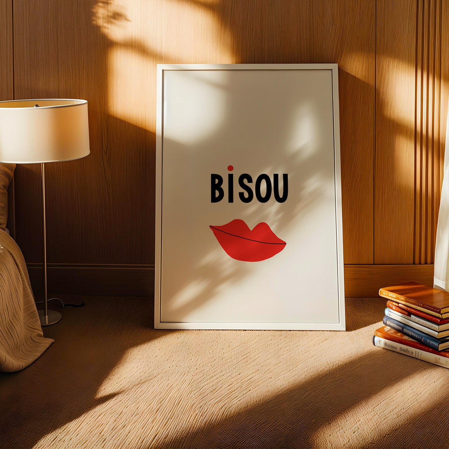 Bisou Poster, French Sayings Wall Art, Kiss Poster, Love Artwork, Dopamine Decor, Love Gift, Anniversary, Francophile Artwork, Minimalist