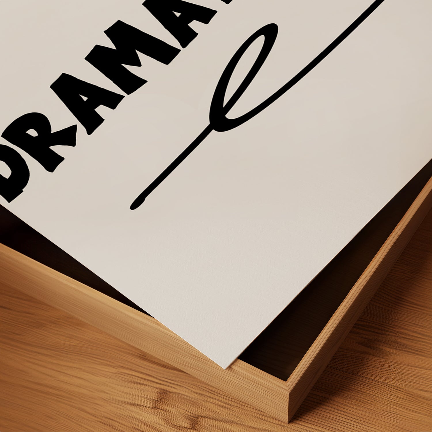 Close-up of the DRAMATiC EXiT RiGHT poster with bold black typography and arrow printed on matte paper.