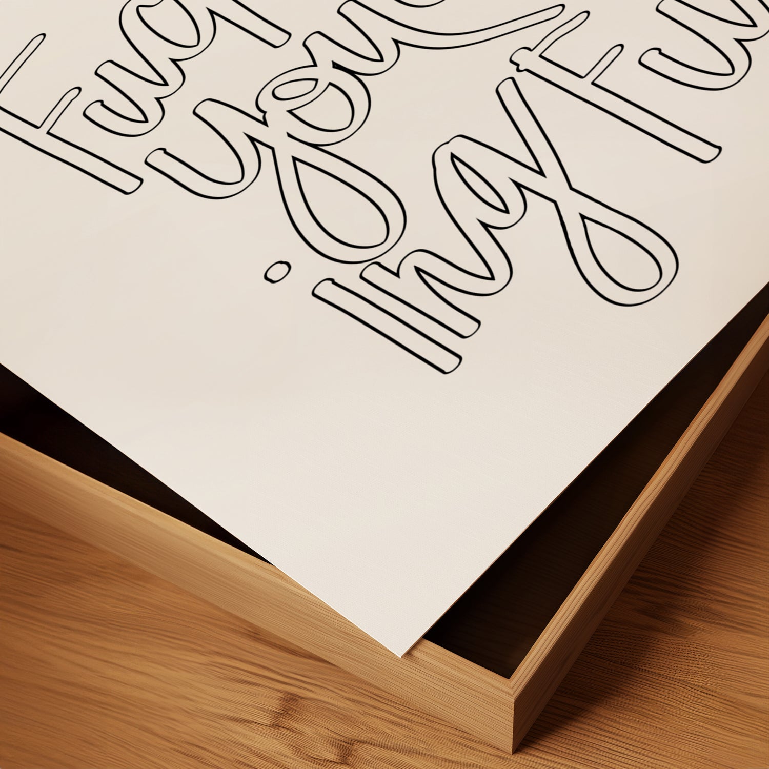 Close-up of the "FUCK YOU YOU FUCKING FUCK" hand-lettered black and white poster print on matte paper.