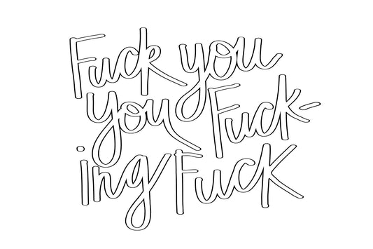 hand drawn lettering typography poster fuck you you fucking fuck minimalist modern wall art by denise crew