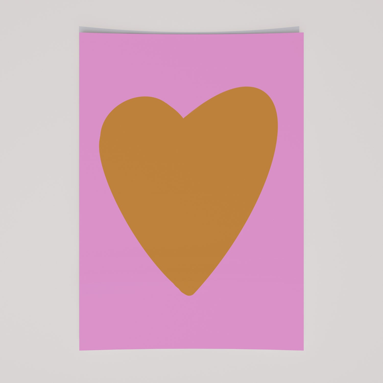 HEART of GOLD poster featuring a bold gold heart on vibrant pink background, perfect for joyful, colorful decor.