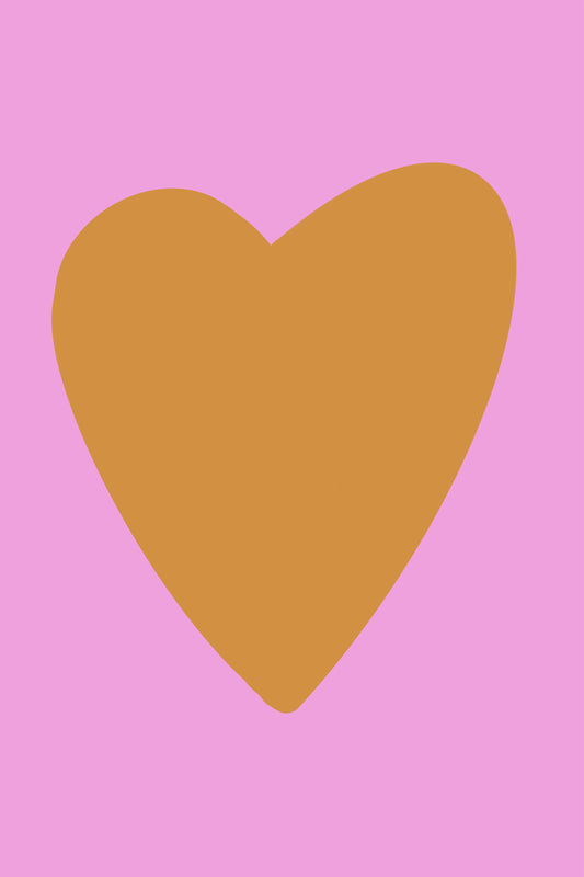 hand drawn heart gold on pink poster minimalist modern wall art by denise crew