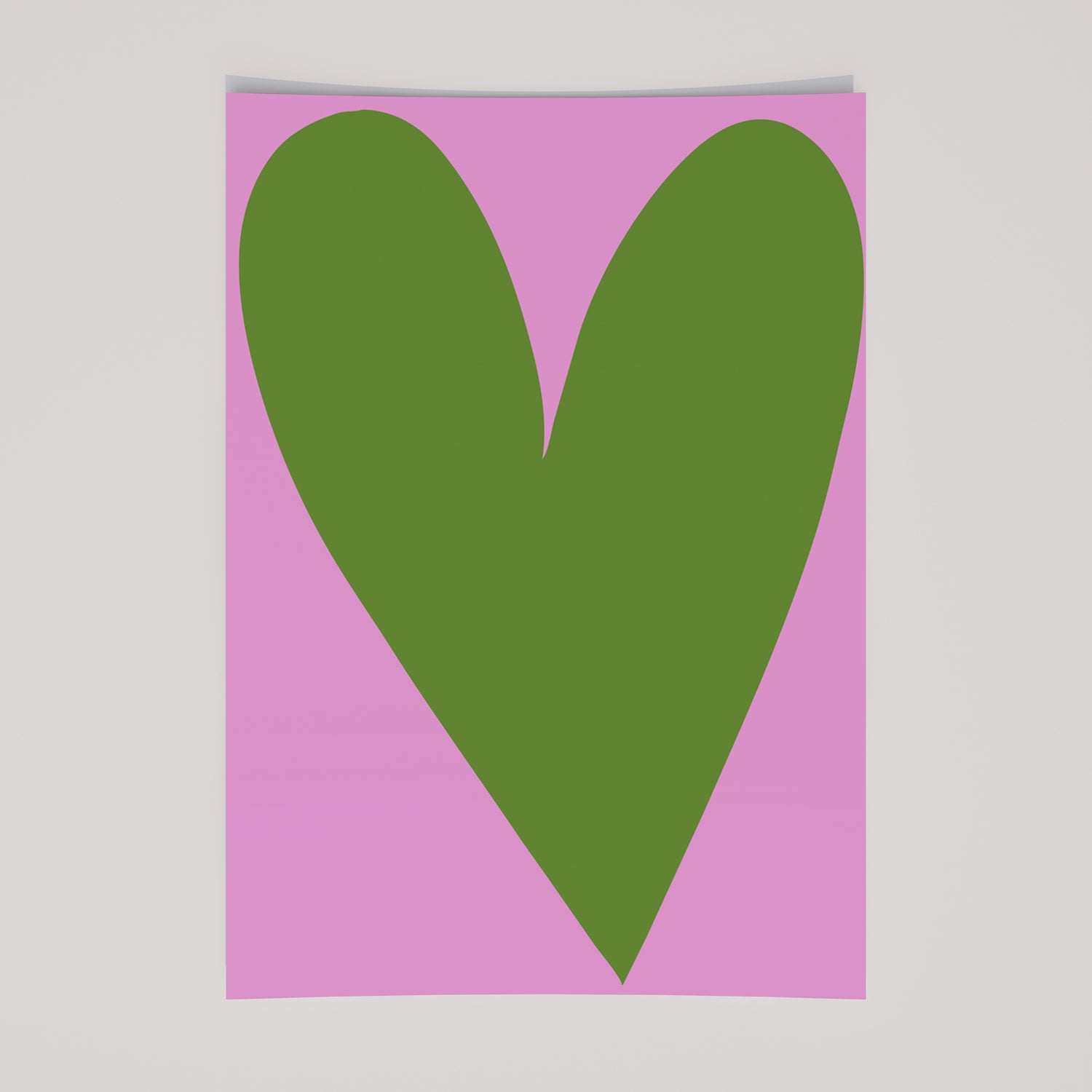 PREPPY HEART poster featuring a large hand-drawn green heart on a bright pink background for bold modern decor.