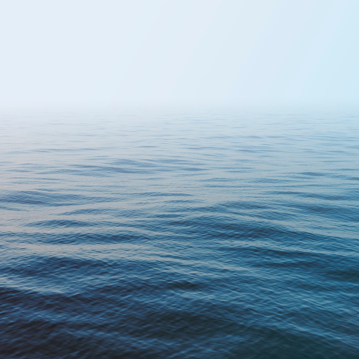 HER MAJESTY minimalist ocean print showing calm blue water and a soft horizon for serene modern interiors.