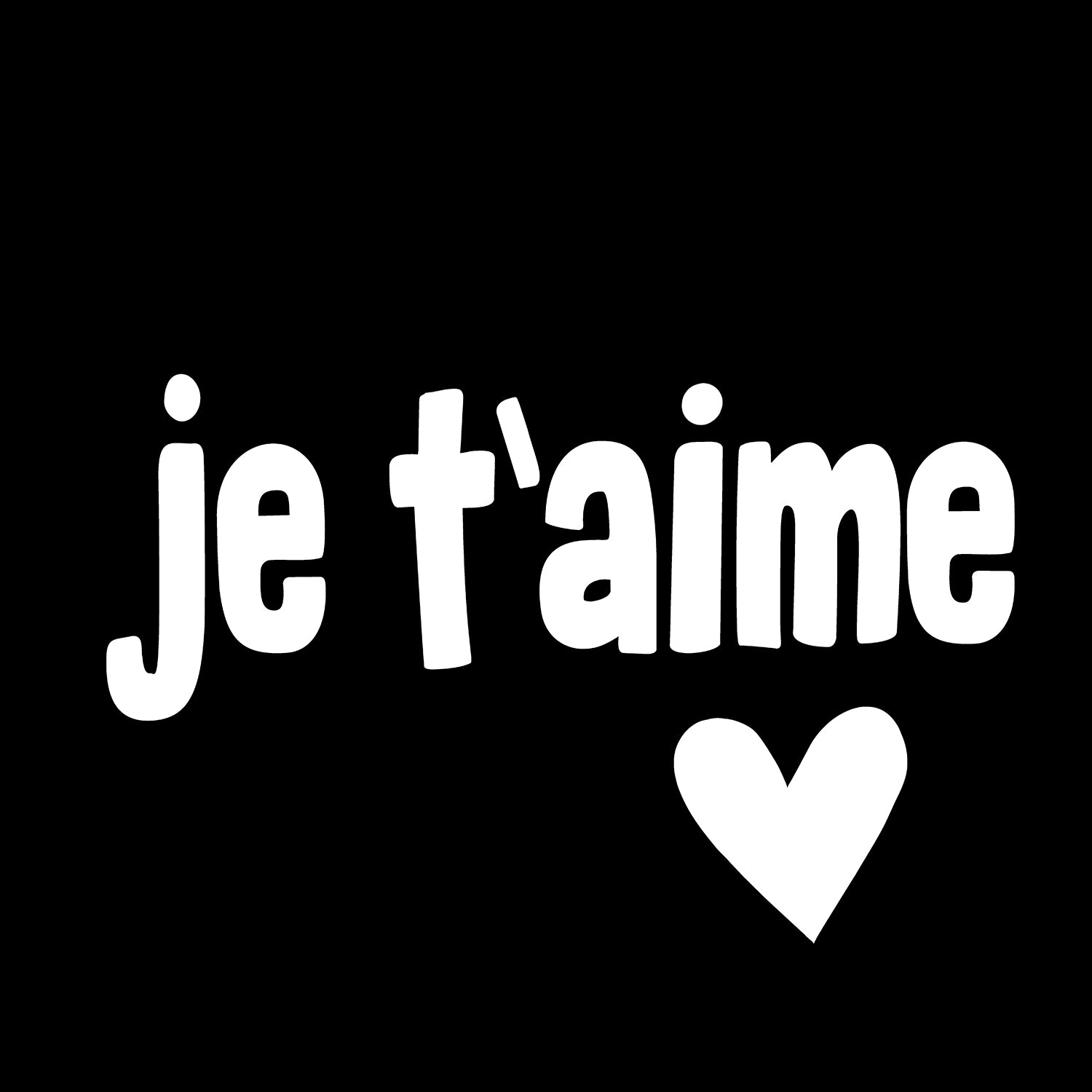 JE T'AiME poster with bold black-and-white text and heart detail for a chic French-inspired wall art.