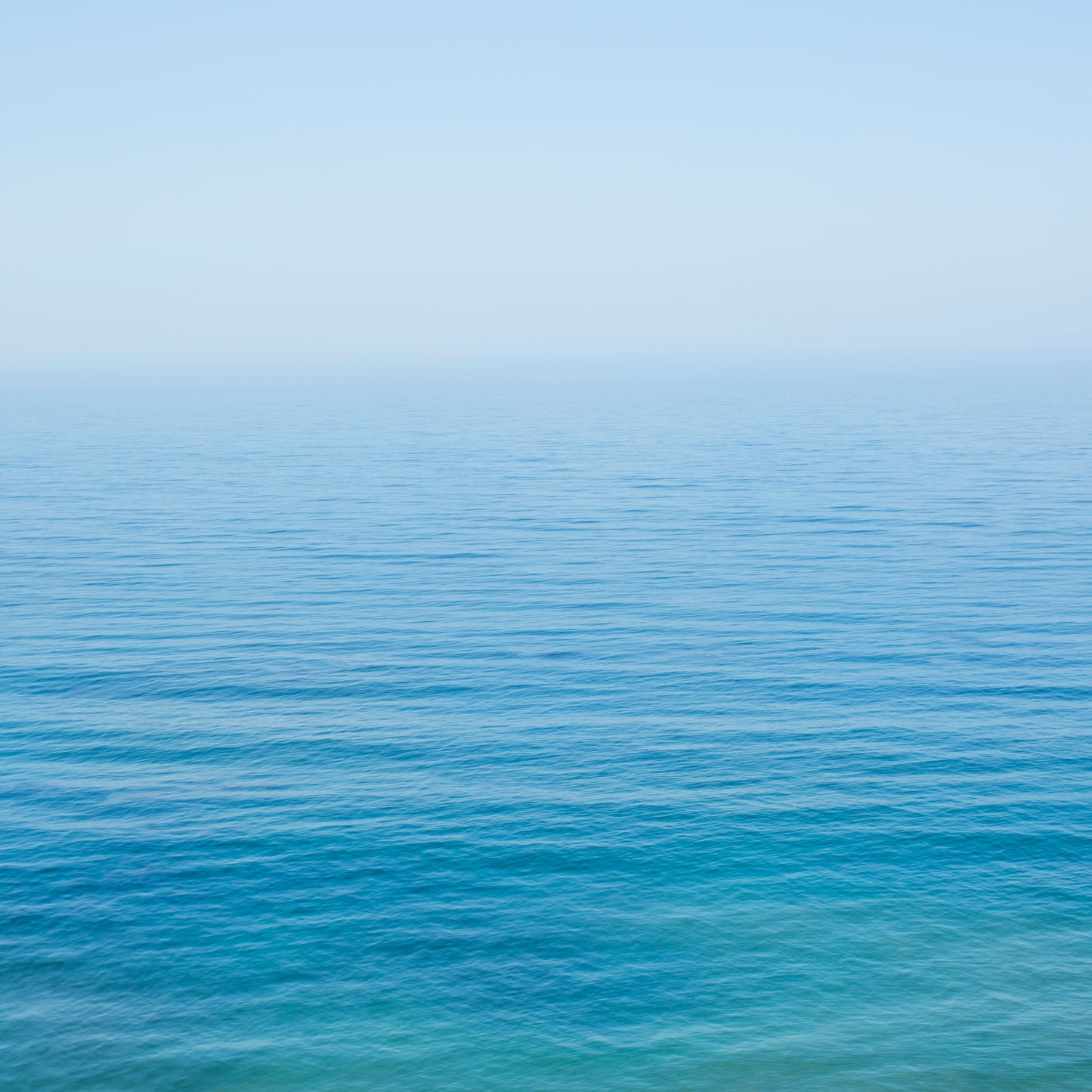 Minimalist ocean horizon in soft blues and greens for serene decor, titled YOU ARE SMALL art print.