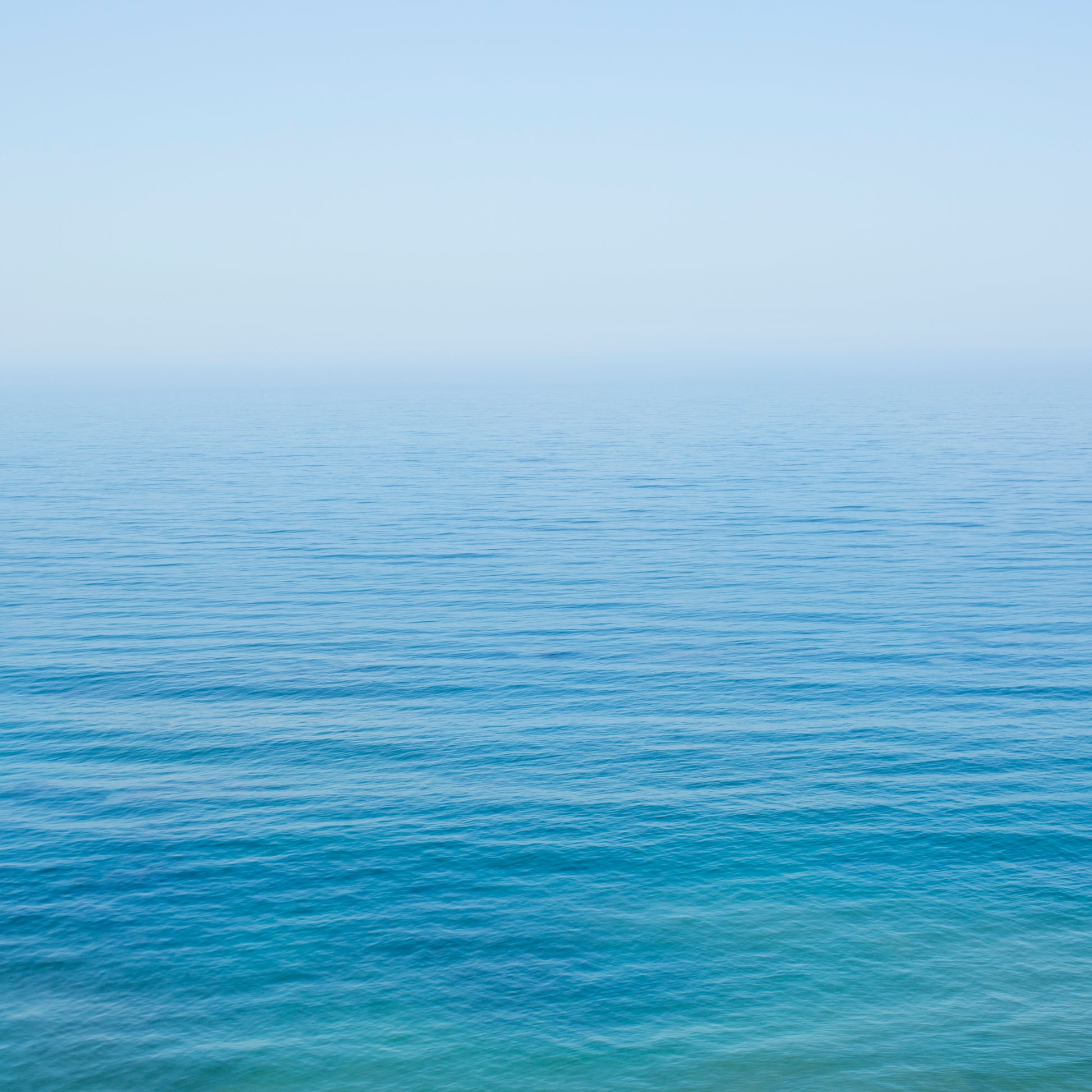 Minimalist ocean horizon in soft blues and greens for serene decor, titled YOU ARE SMALL art print.