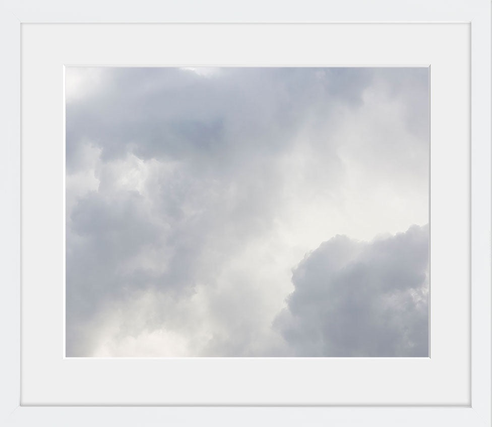 A moody black and white image of grey clouds available framed or unframed in standard photo sizes starting at 8x10 up to 30x45. - PRINTSHOP by Denise Crew