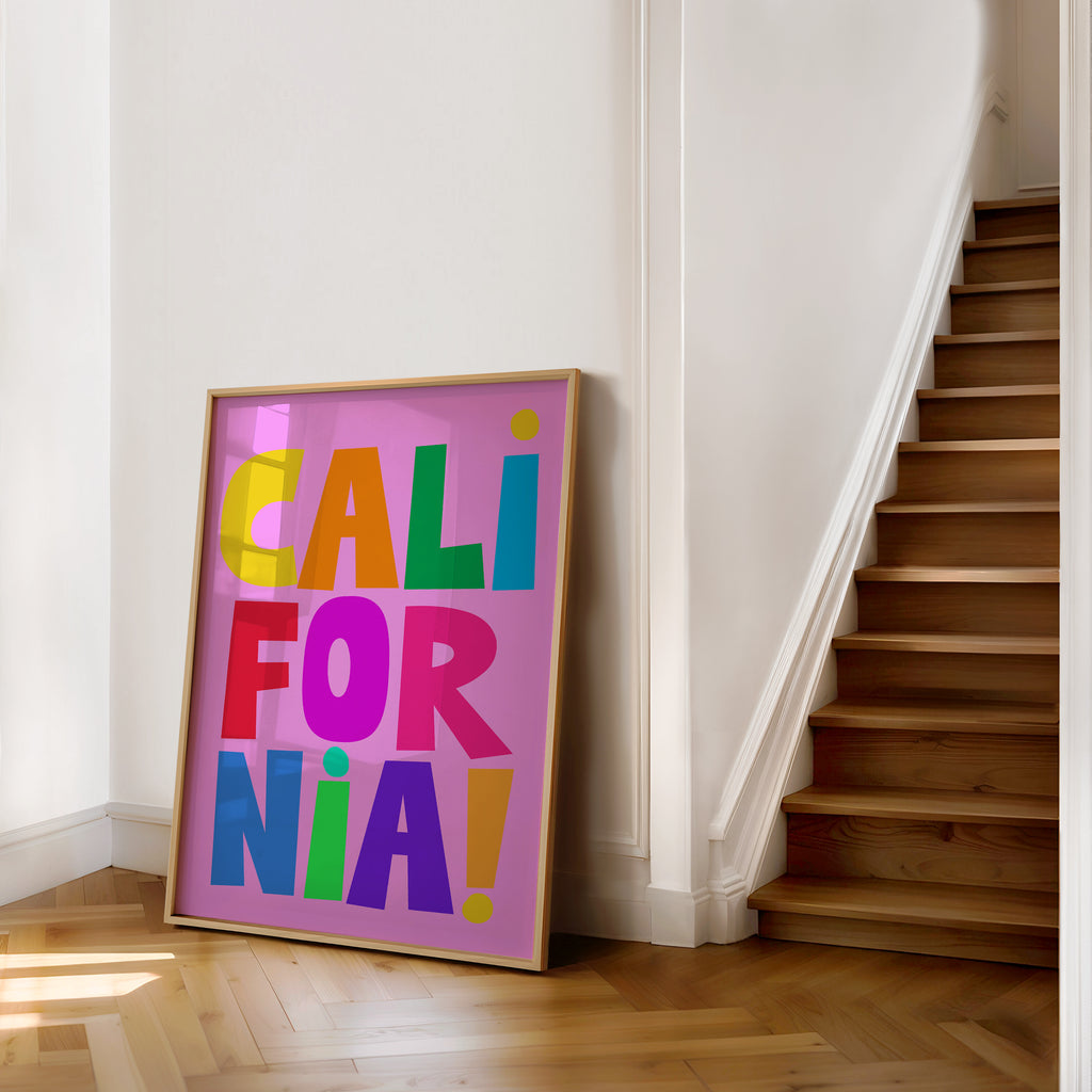 california bold bright colorful typography poster minimalist modern wall art by denise crew