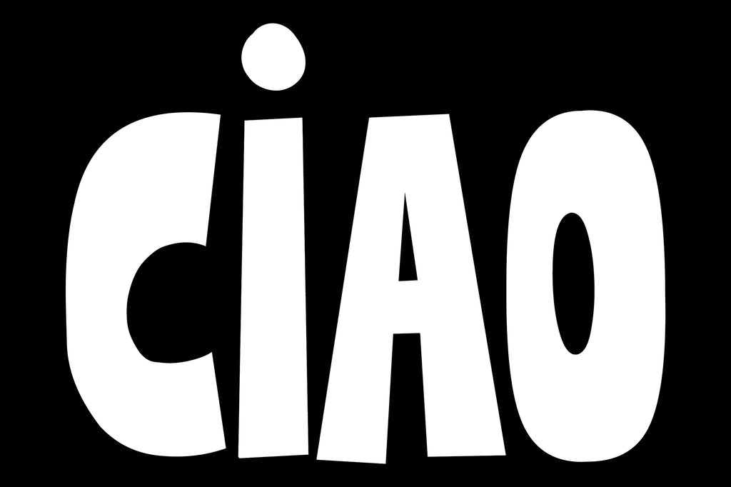 ciao bold retro typography poster minimalist modern wall art by denise crew