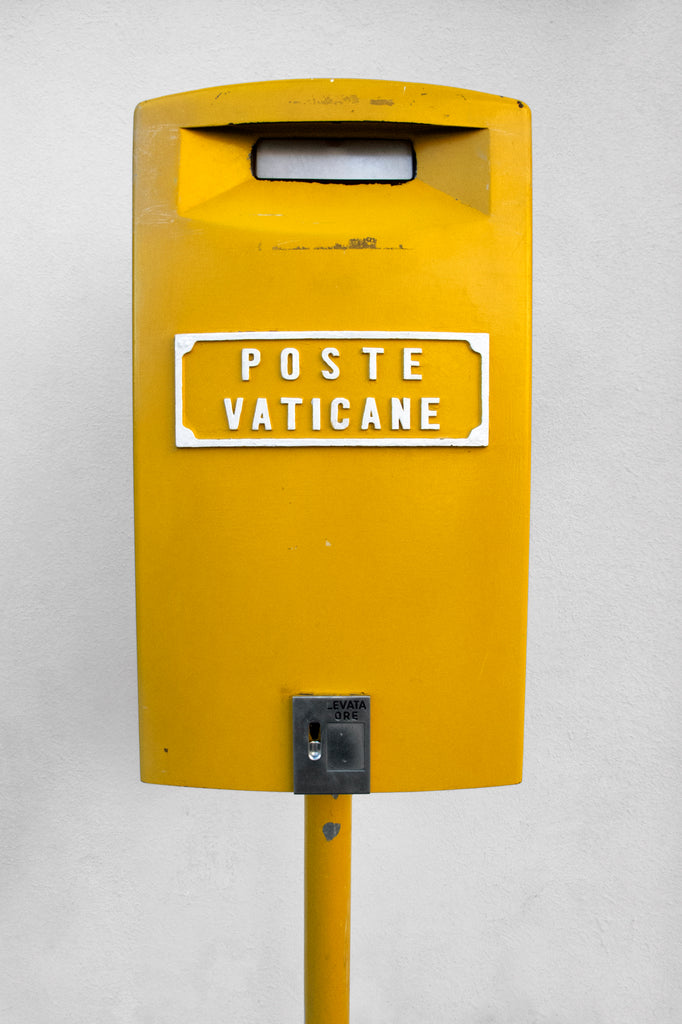This bold yellow mailbox from Vatican City adds a pop of European charm and nostalgia—perfect for travel lovers and modern design enthusiasts.