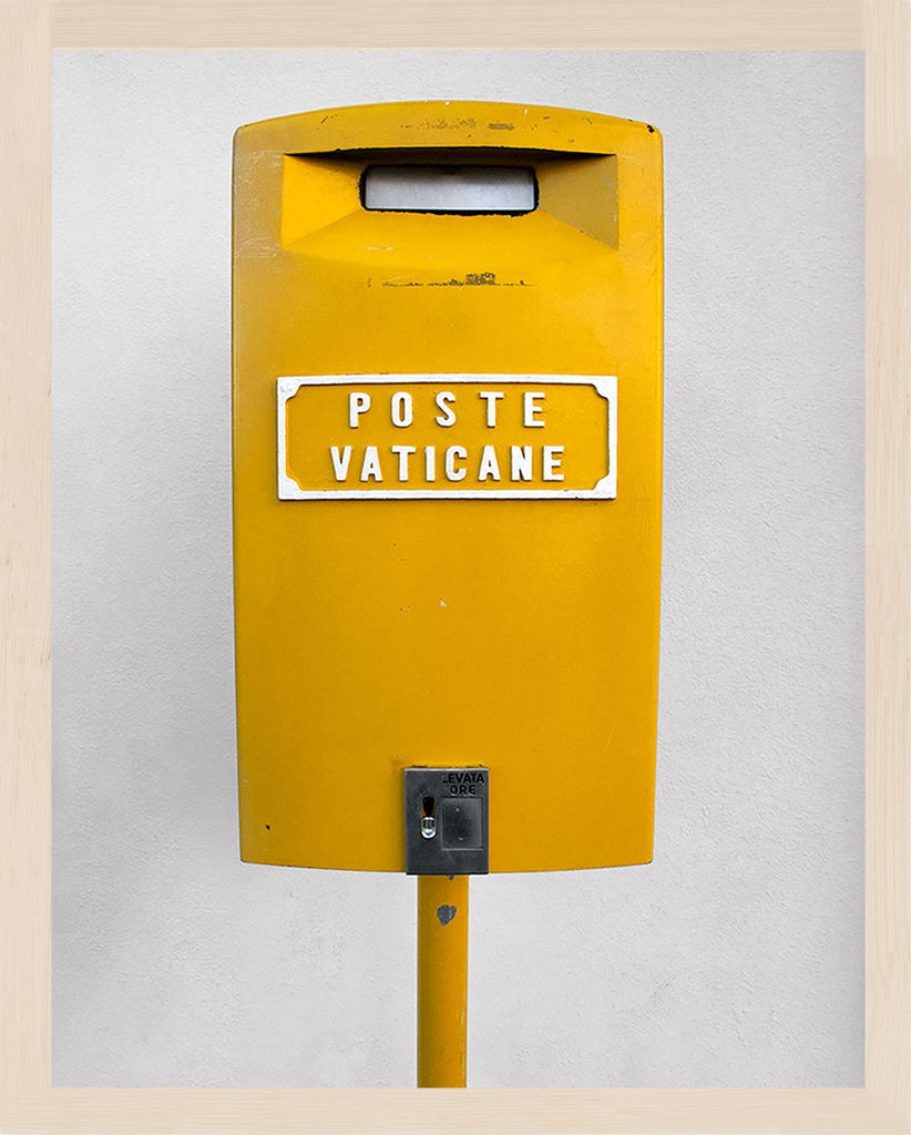 An image of the iconic yellow postal boxes in Vatican City. Available in vertical formats sized 8x10 up to 16x24. Printed on archival luster matte paper. - PRINTSHOP by Denise Crew
