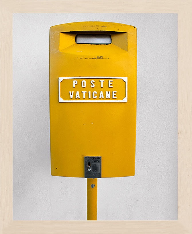 An image of the iconic yellow postal boxes in Vatican City. Available in vertical formats sized 8x10 up to 16x24. Printed on archival luster matte paper. - PRINTSHOP by Denise Crew