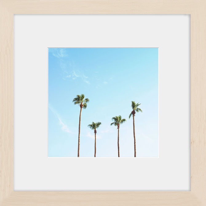 A minimal image of palm trees resembling a family of four. Available in vertical and square formats from size 5x5 to 40x40. Printed on archival luster matte paper. - PRINTSHOP by Denise Crew
